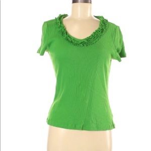 SOLD. EUC Talbots Green Ribbed V- neck Tee